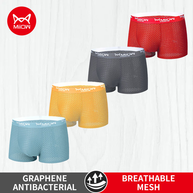 Boxer Shorts Modal - MiiOW 4Pcs Ice Silk Men Underwear