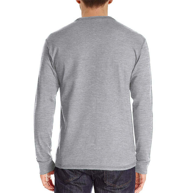 Men's Long Sleeve Henley Style - Undershirt Crew Neck ulasan dan harga
