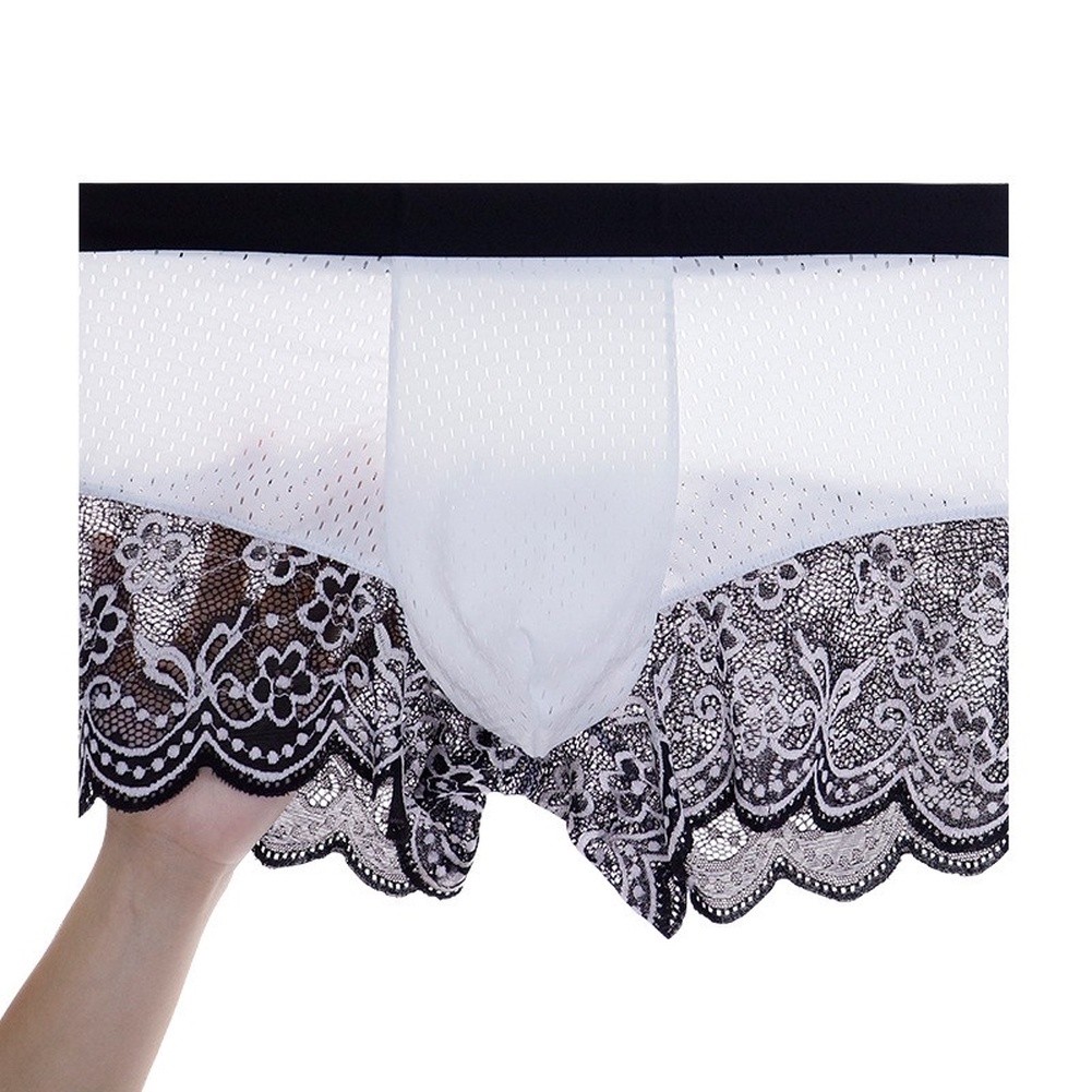 Men's Ice Silk Lace Mesh Boxer - Pouch Boxer Pouch ulasan dan harga