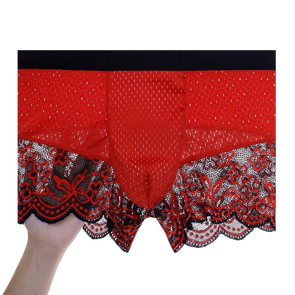 Men's Ice Silk Lace Mesh Boxer - Pouch Boxer Pouch ulasan dan harga
