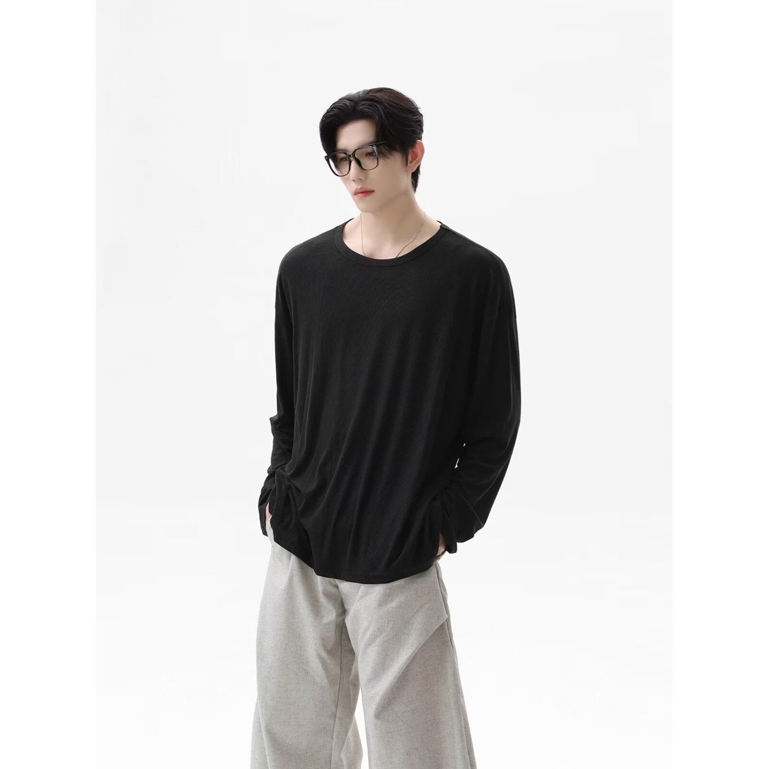 2026 Autumn New Texture Long S - Undershirt Crew Neck ulasan dan harga