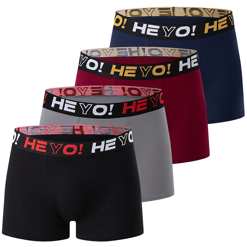 4-Piece Set of Men's Solid Col - Boxer Brief Pack Cotton ulasan dan harga