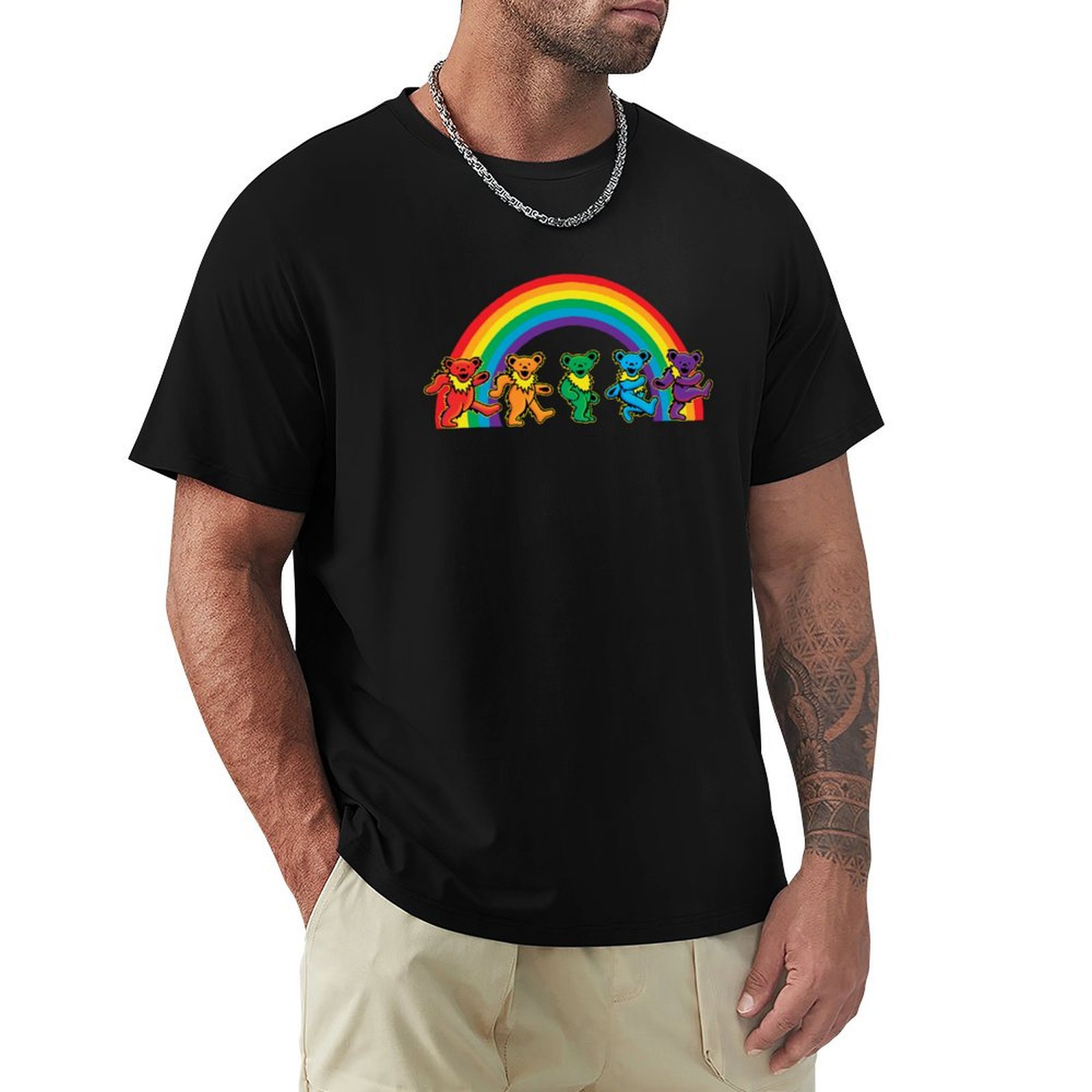 Walking bears under the rainbo - Undershirt Crew Neck ulasan dan harga